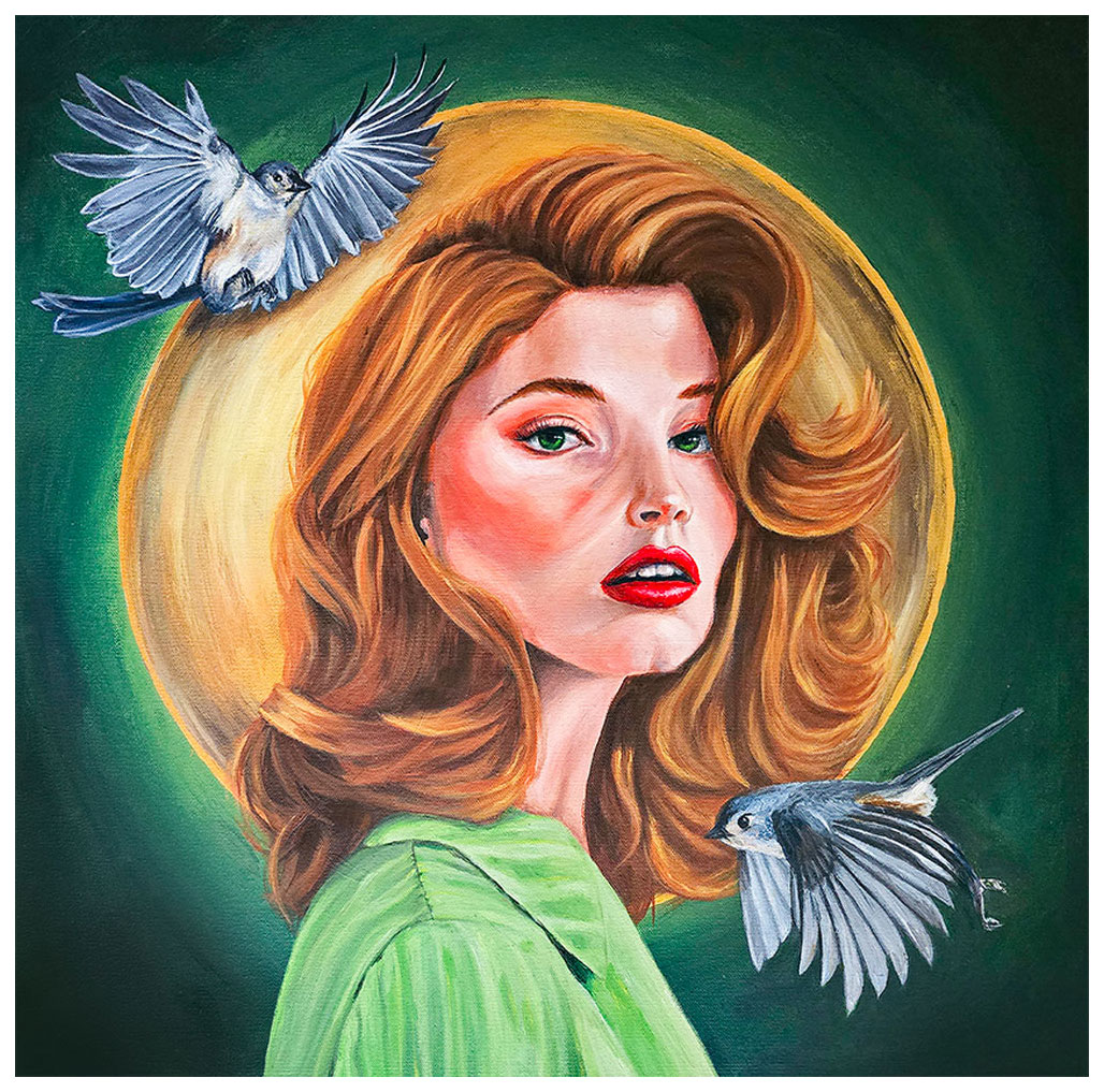 Red-Lips-&-Wing-Tips-tufted-titmouse-painting-Copyright-Emily-Dewsnap-giclee